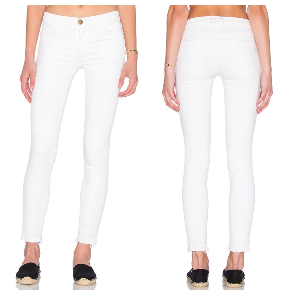 NEW Current Elliott Stiletto Jean in White Raw Hem
